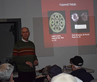 Doctor Mark Seeman
                talks to chapter members about Hopewell Indians